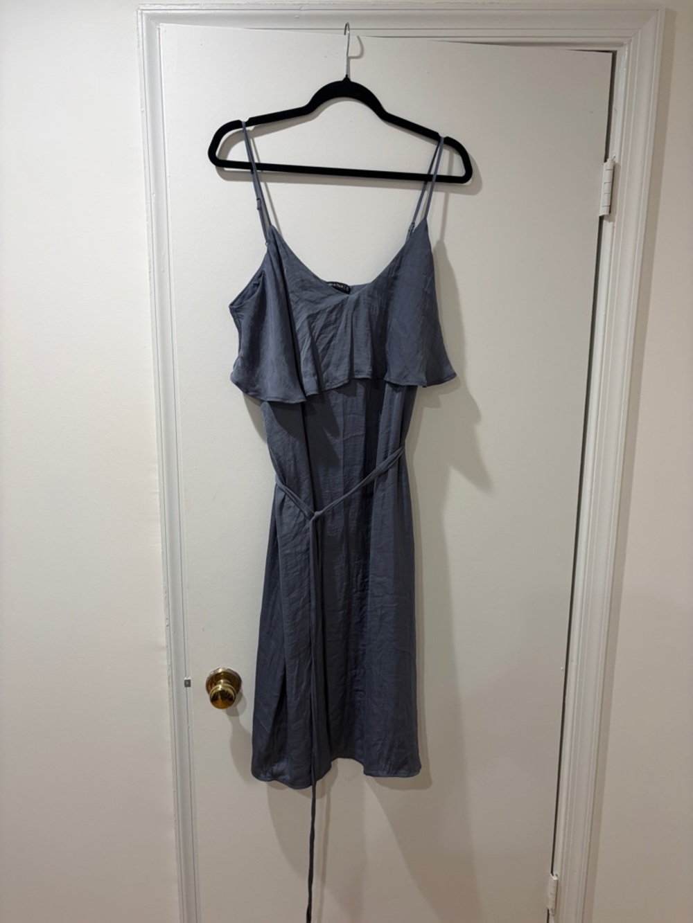 Abercrombie & Fitch Slate Blue Ruffle Midi Dress